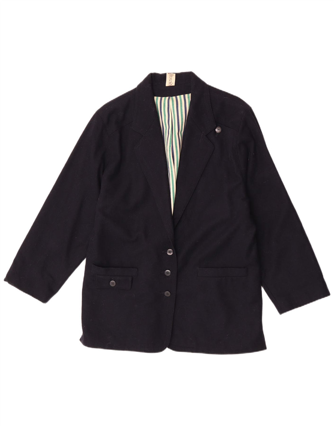 Vintage dame 3-knaps blazerjakke UK 16 Large Navy Blue