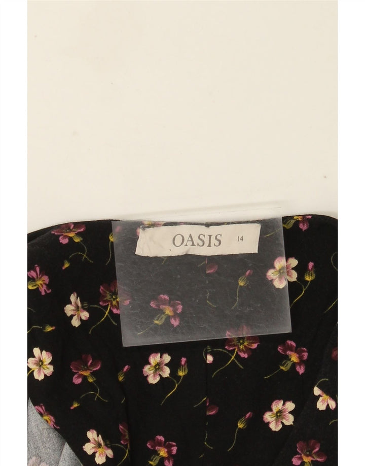 Oasis Dame Kortærmet Jumpsuit UK 14 Medium Black Floral
