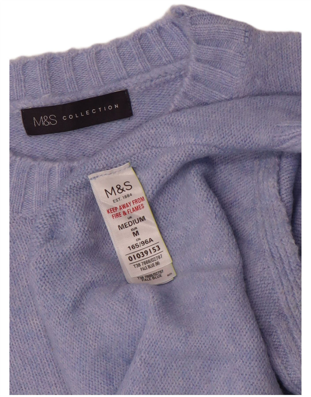 Marks & Spencer Dame sweater med rund hals DK 14 Medium Blue Acryl