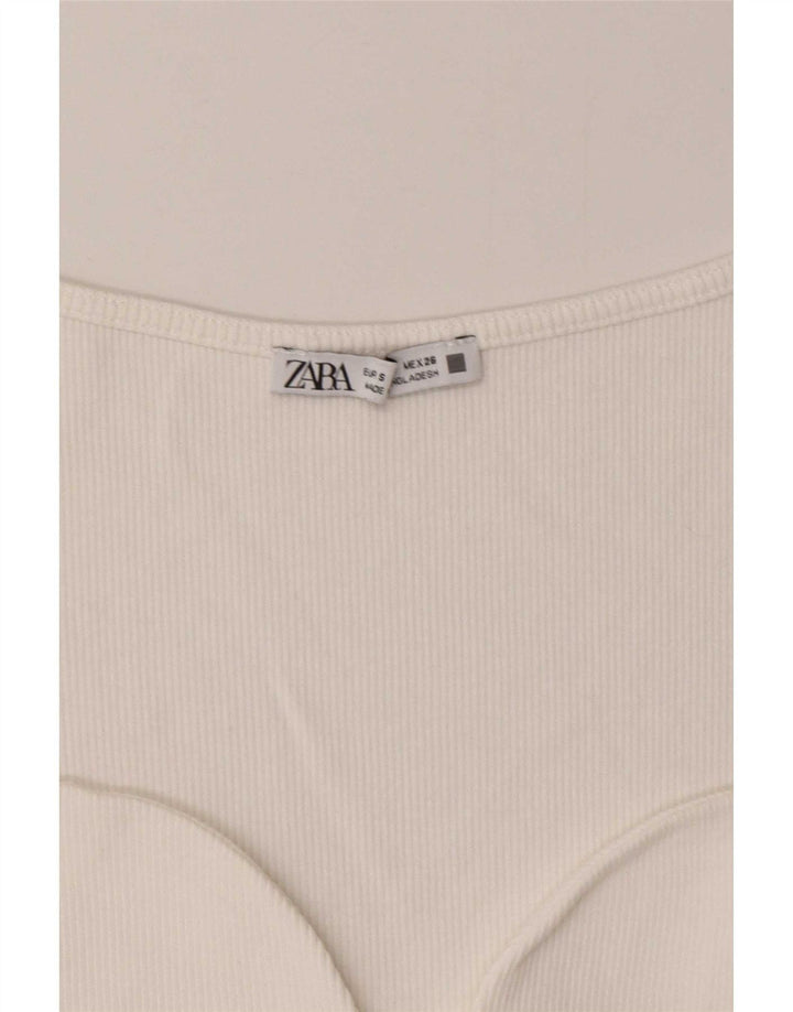 Zara Womens Crop Bluse Top UK 8 Small White