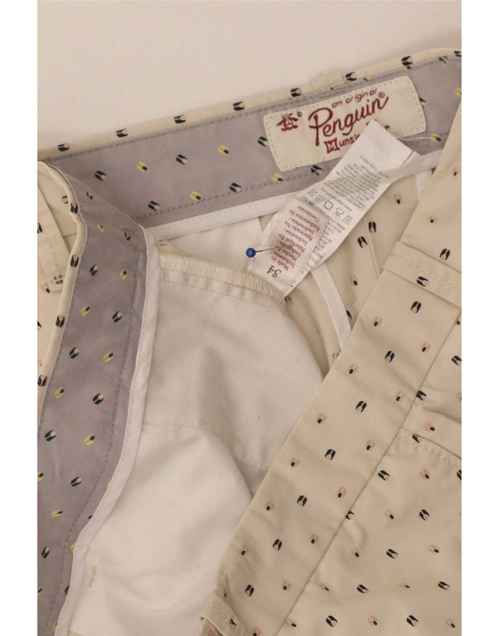 Penguin Herre Chino Shorts W34 Stor Beige Plettet Bomuld