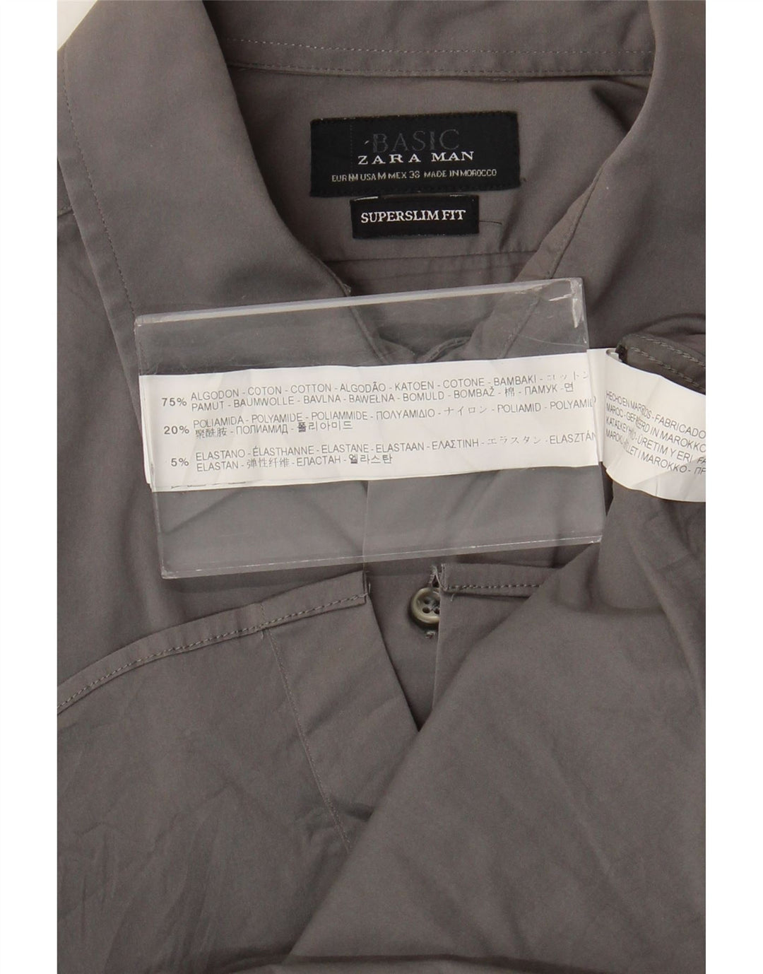 Zara Herre Super Slim Fit skjorte mellemgrå bomuld