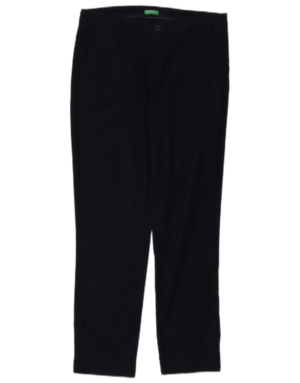 Benetton Dame Slim Chino Bukser UK 10 Small W30 L27 Marineblå Bomuld