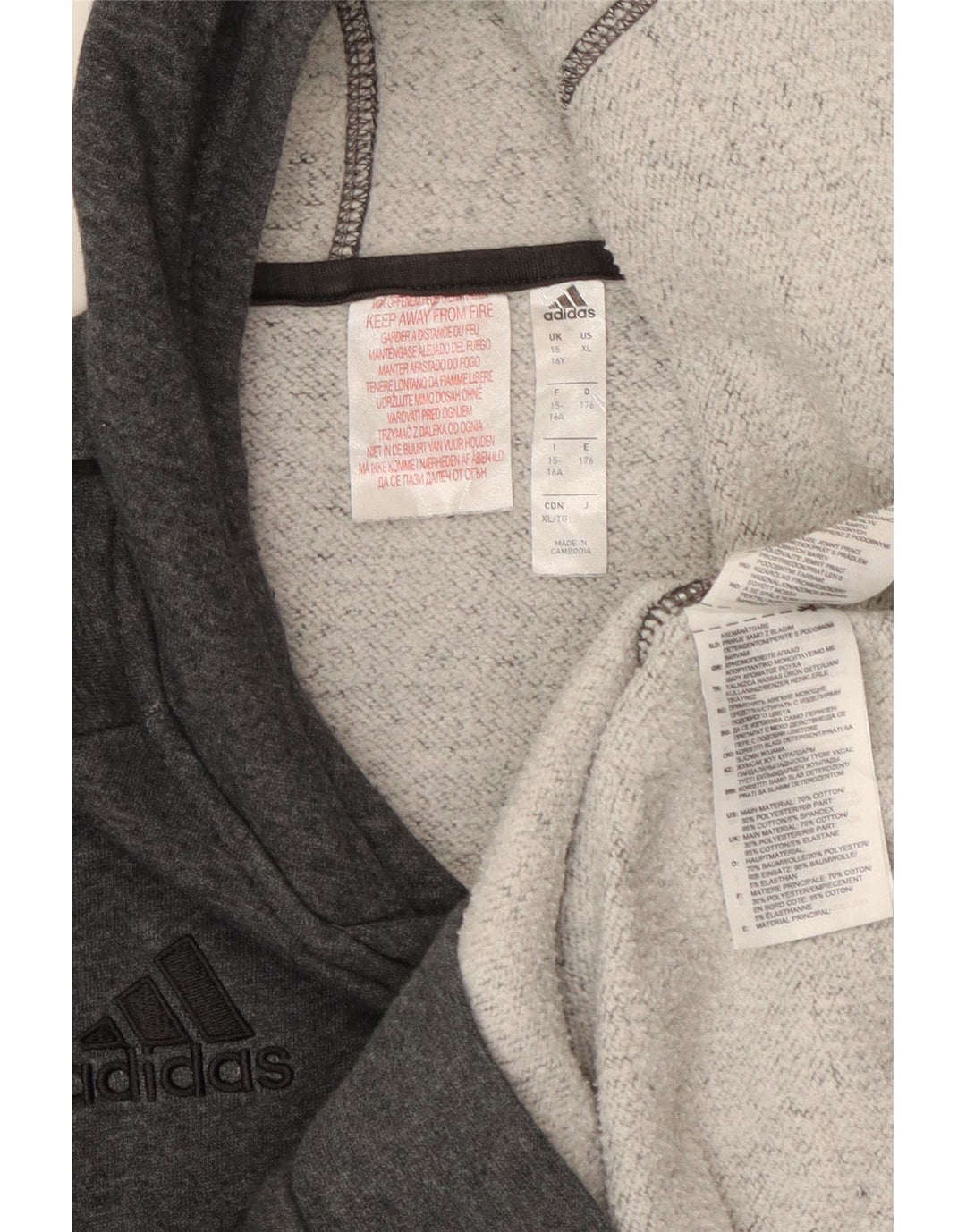 Adidas hættetrøje til drenge 15-16 år Grå bomuld