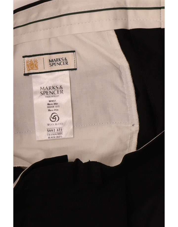 Marks & Spencer Straight Suit Bukser til mænd W34 L31 Sort polyester
