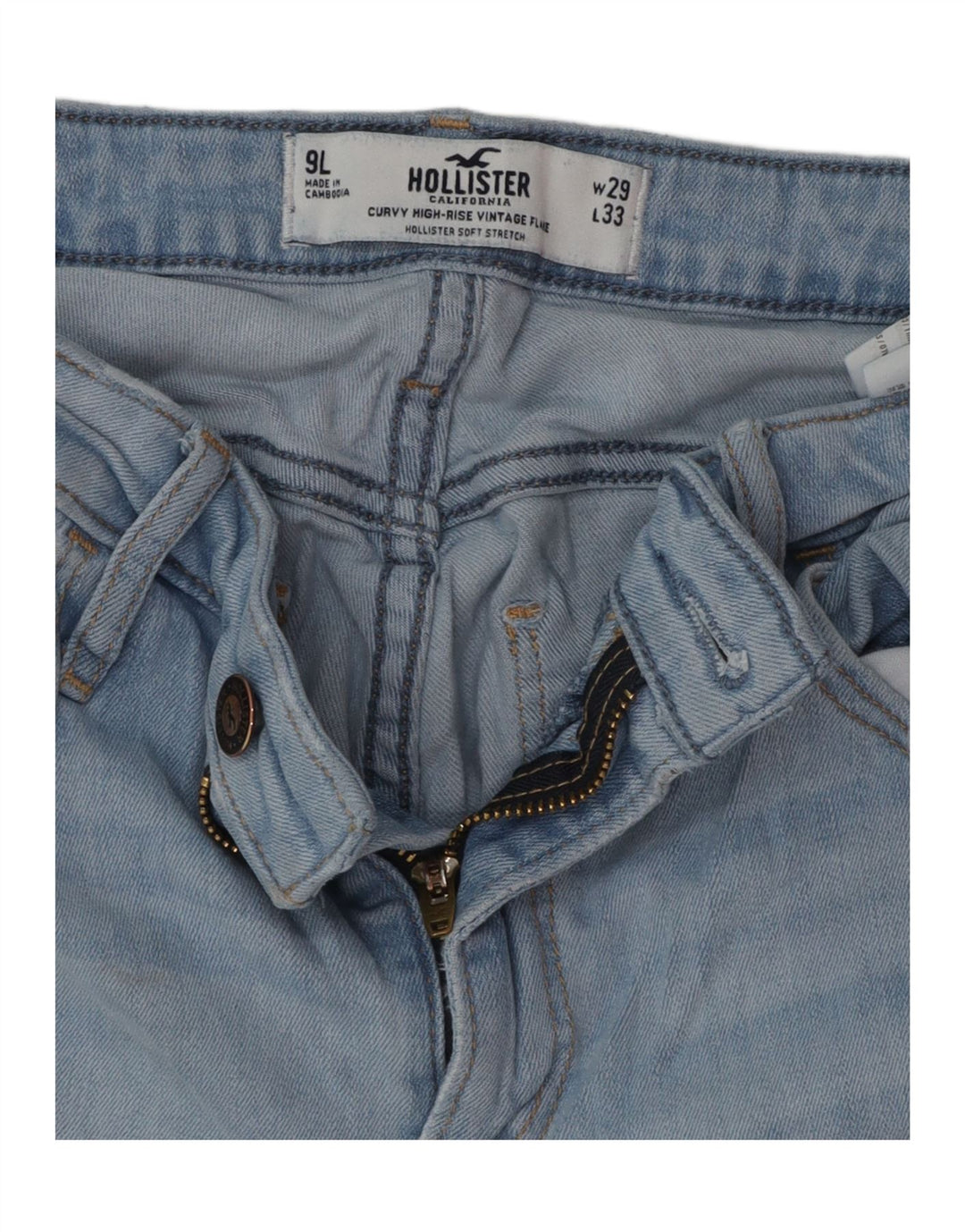 Hollister Womens Curvy High Rise Flared Jeans US 9 Medium W29 L33 Blue
