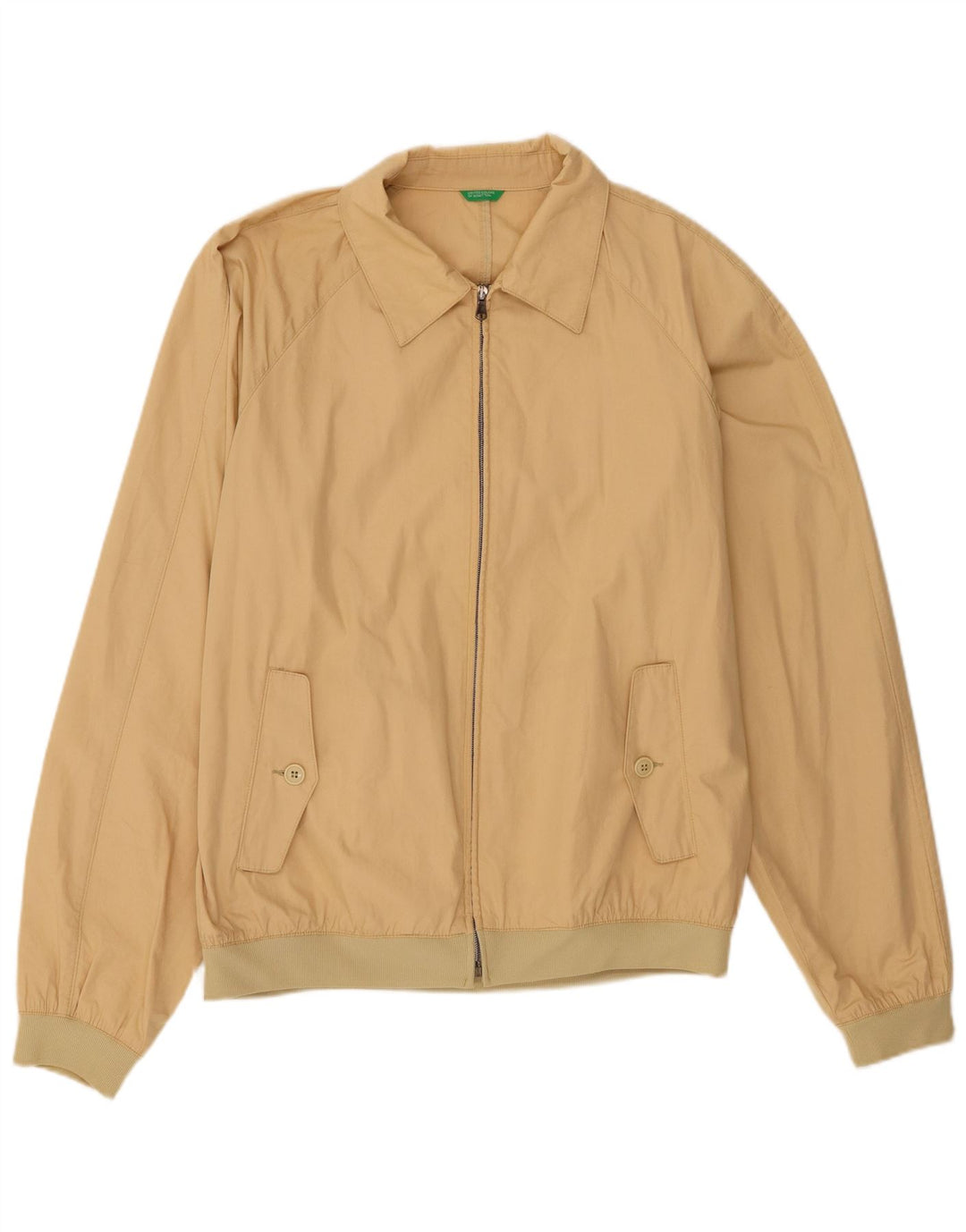Benetton Herre Bomber Jacket UK 42 XL Beige Bomuld