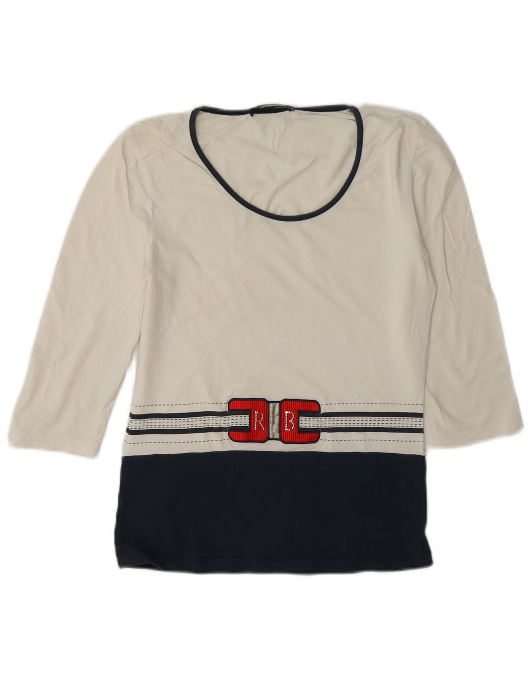 Roccobarocco Dame Grafisk Top 3/4 ærme IT 42 Medium White Colourblock