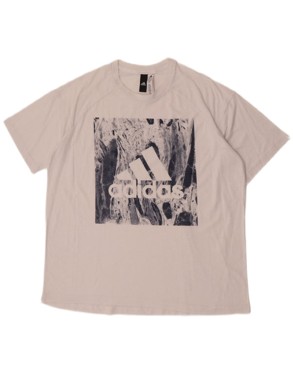 Adidas Dame Oversized grafisk T-shirt Top UK 20/22 XL Hvid Polyester