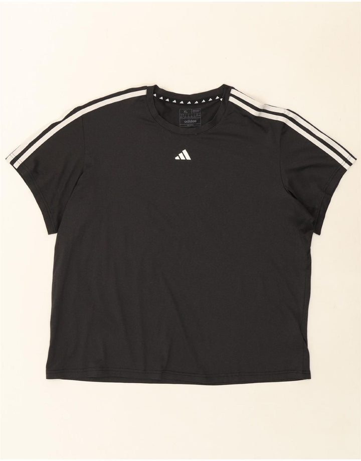 ADIDAS Womens Regular Fit T-Shirt Top UK 20/22 XL Black Polyester Vintage Adidas and Second-Hand Adidas from Messina Hembry 