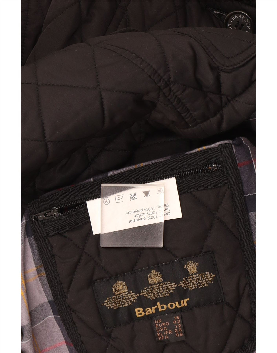Barbour Dame Dobbeltradet Quiltet Jakke UK 16 Stor Grå Polyester