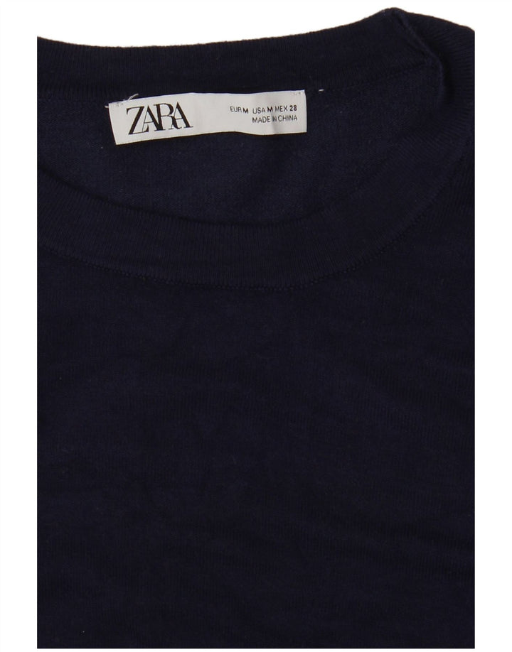 Zara Dame Boat Neck Jumper Sweater UK 12 Medium Navy Blue