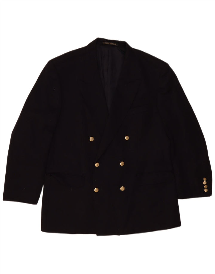 Marks & Spencer Herre Double Breasted Blazer Jacket UK 42 Large Navy Blue