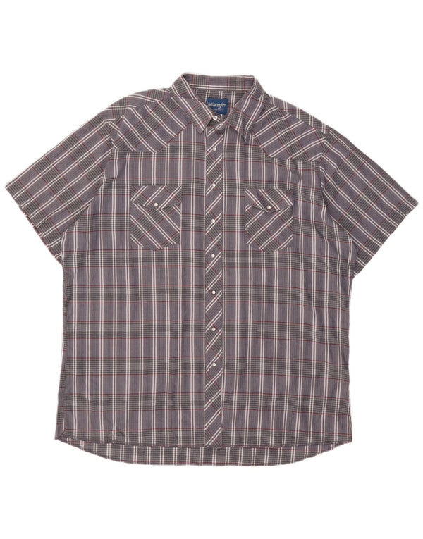 Wrangler Herre høj kortærmet skjorte 2XL grå plaid bomuld