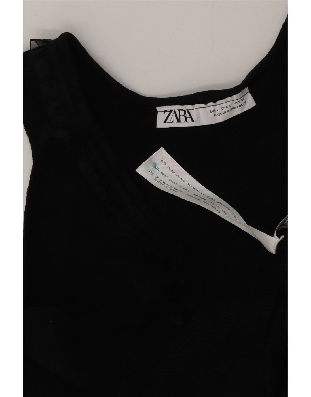 Zara Dame Vest Top UK 16 Large Black Modal