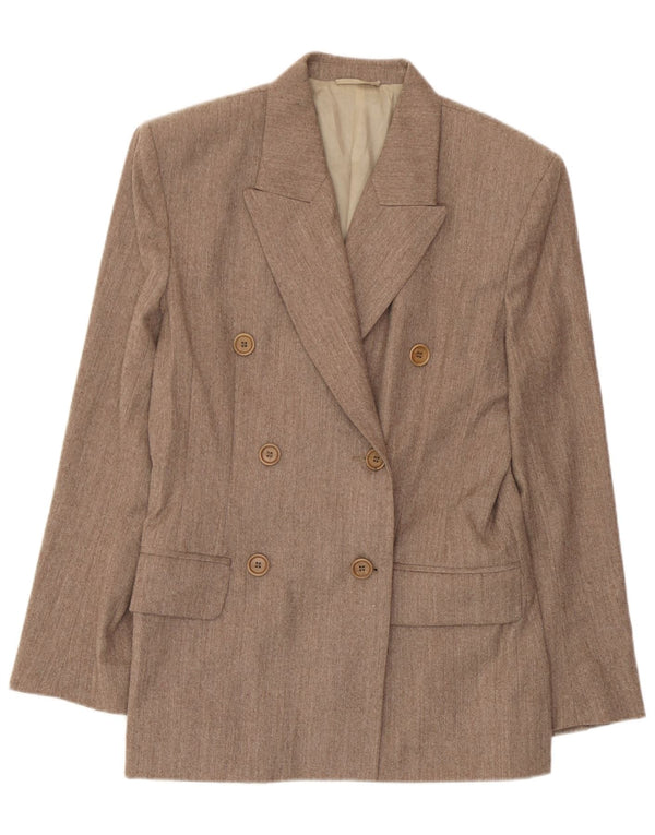 Vintage dobbeltradet blazerjakke til kvinder IT 42 Medium Beige Uld