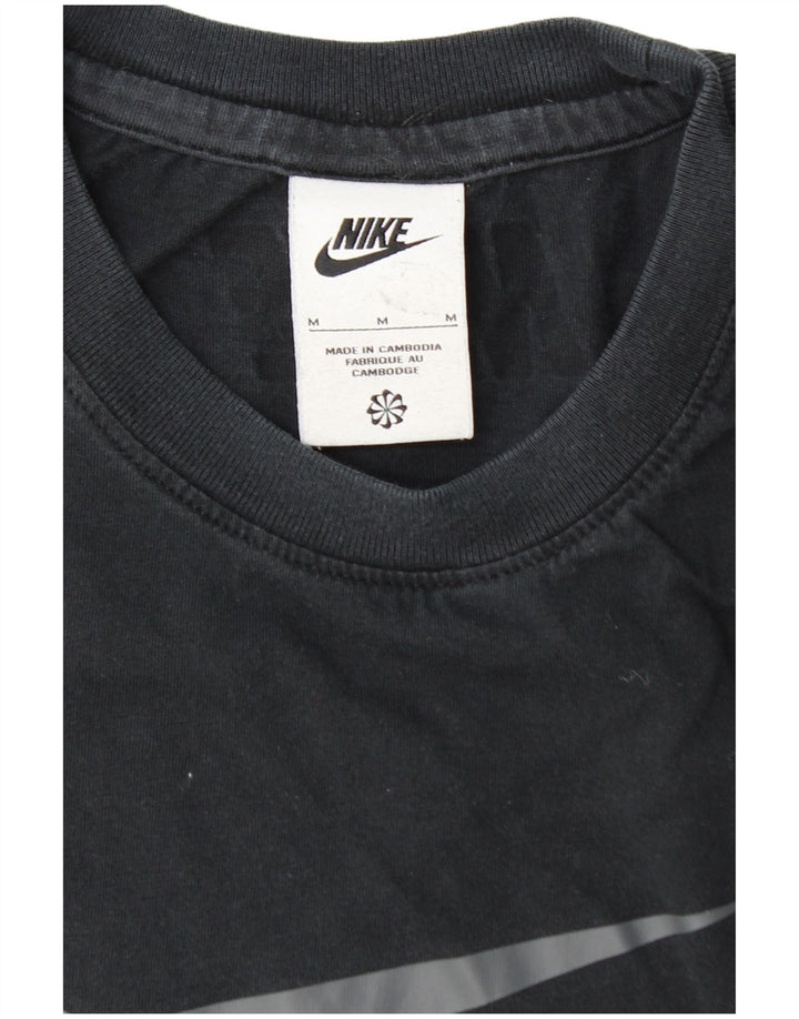 NIKE Mens Graphic T-Shirt Top Medium Black Cotton