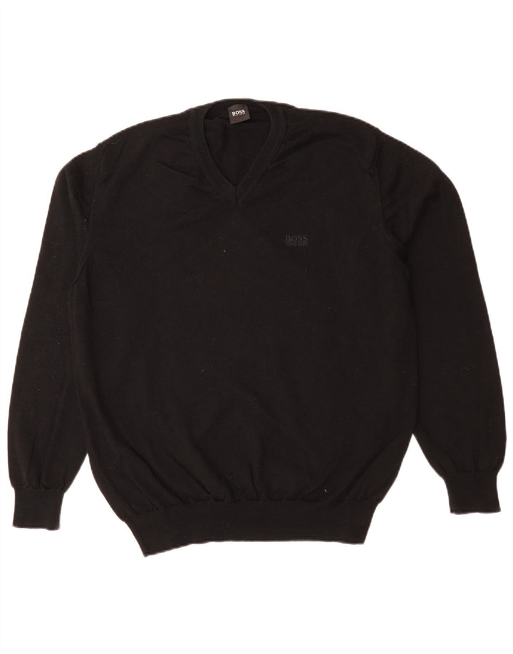 HUGO BOSS Herre V-hals sweater Medium Sort
