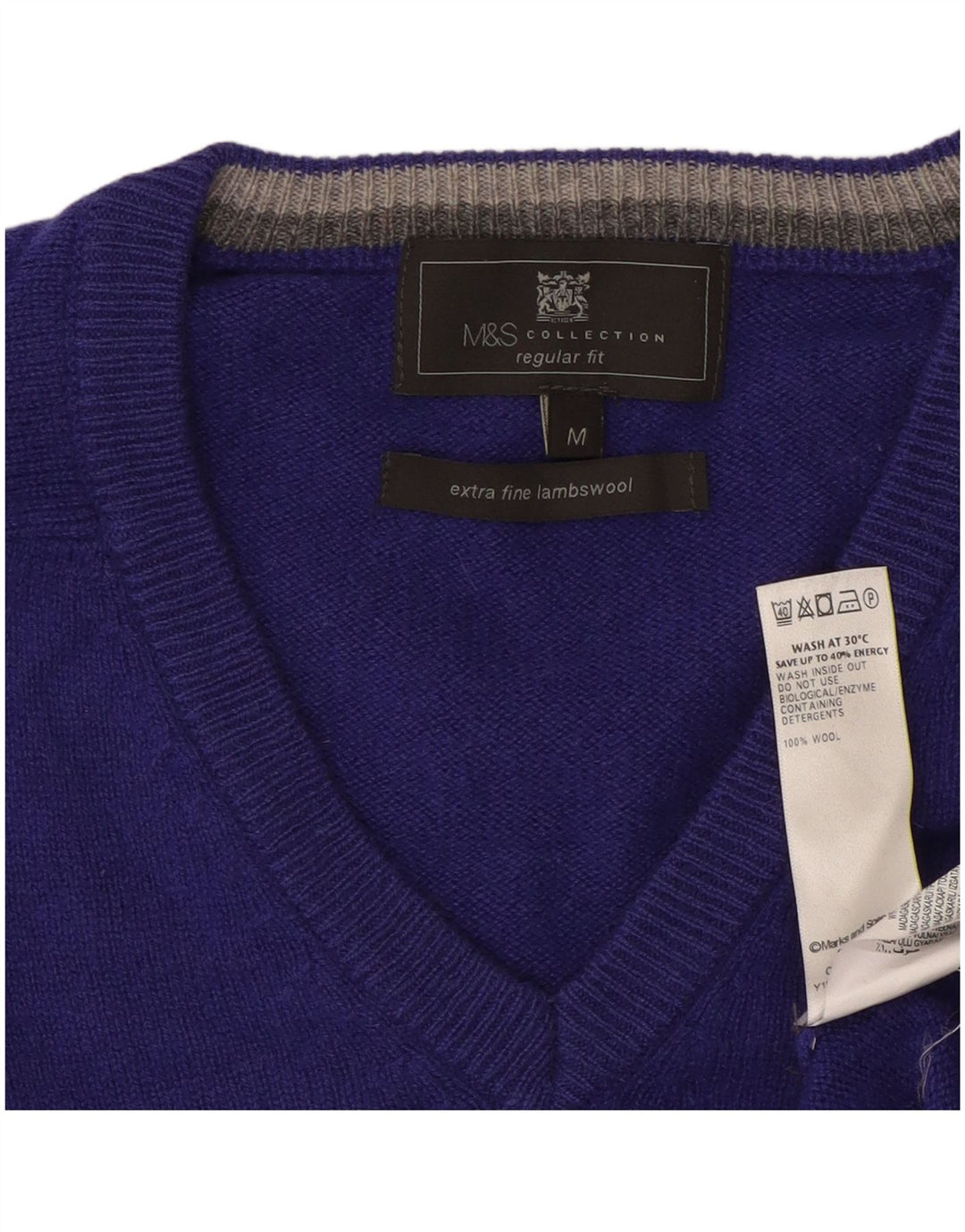 Marks & Spencer Herre Regular Fit Jumper Sweater Medium Lilla Uld