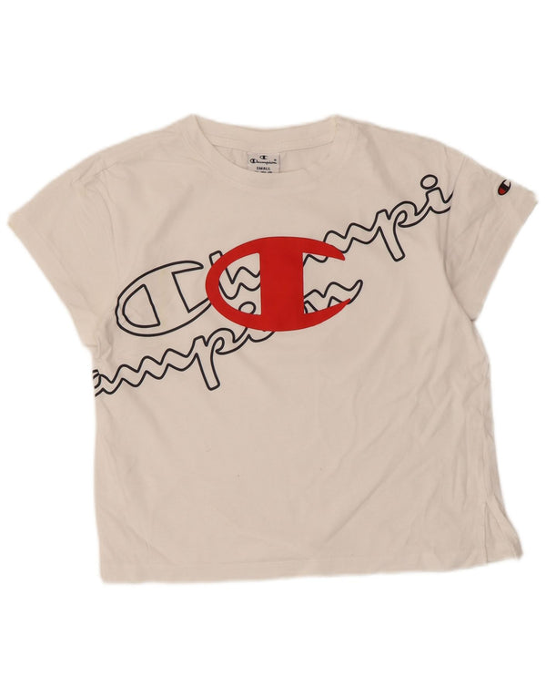 Champion Dame Grafisk T-Shirt Top UK 10 Small White