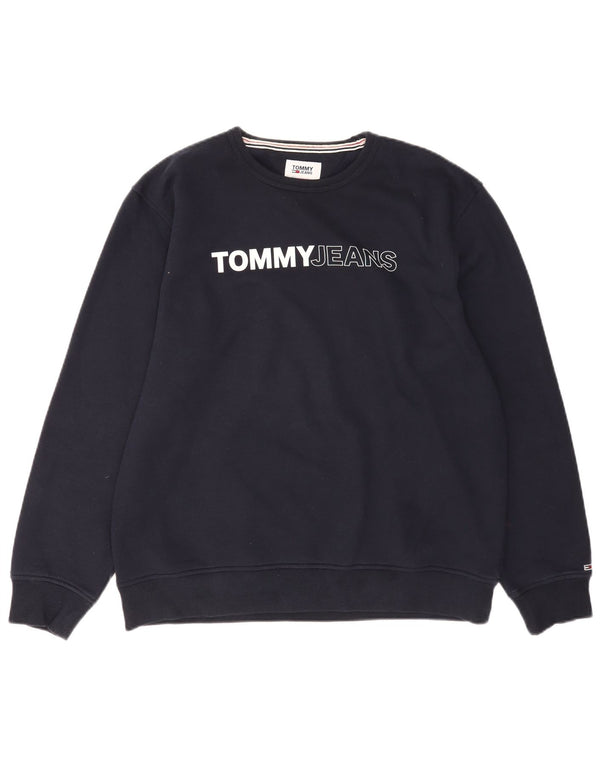 Tommy Hilfiger Herre Grafisk Sweatshirt Jumper Stor Marineblå Bomuld