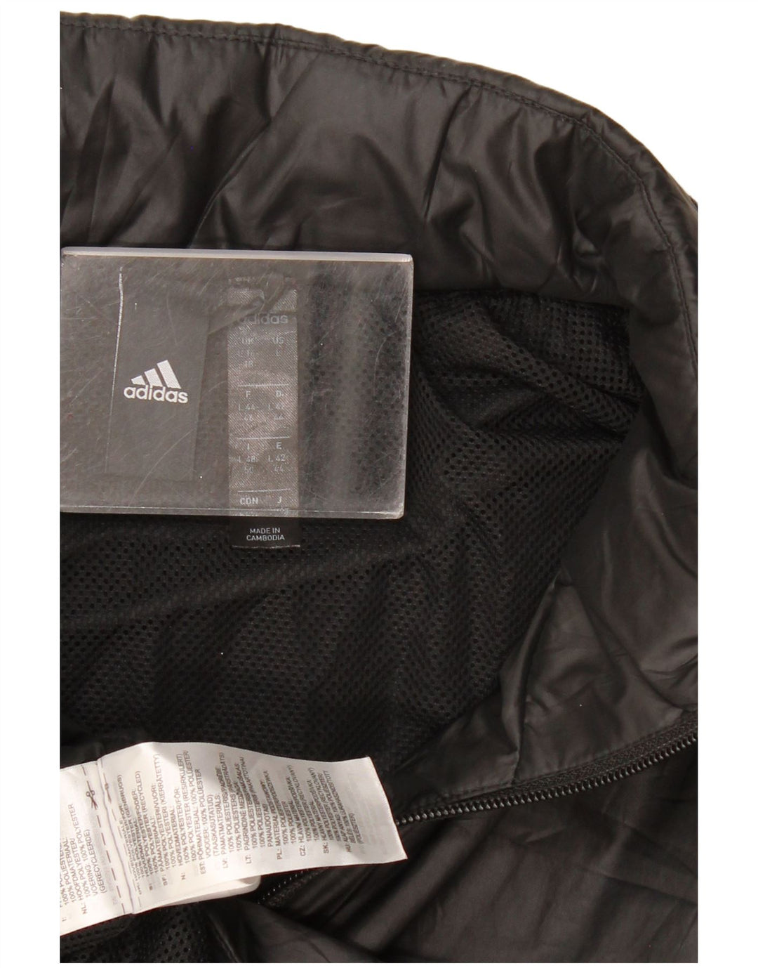Adidas Grafisk regnjakke til kvinder UK 16/18 Stor sort polyester