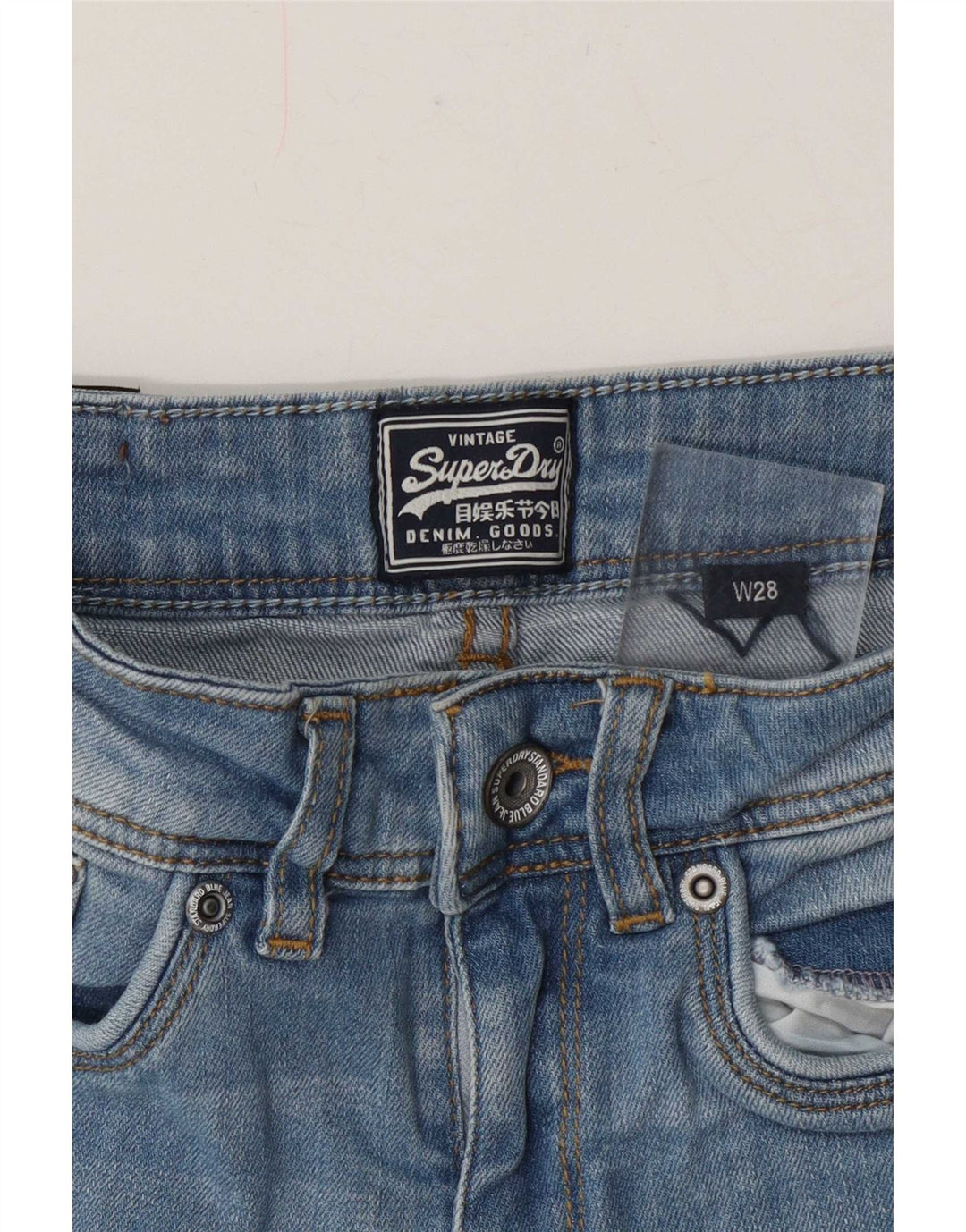 Superdry Distressed Denim Shorts til kvinder W28 Medium Blue