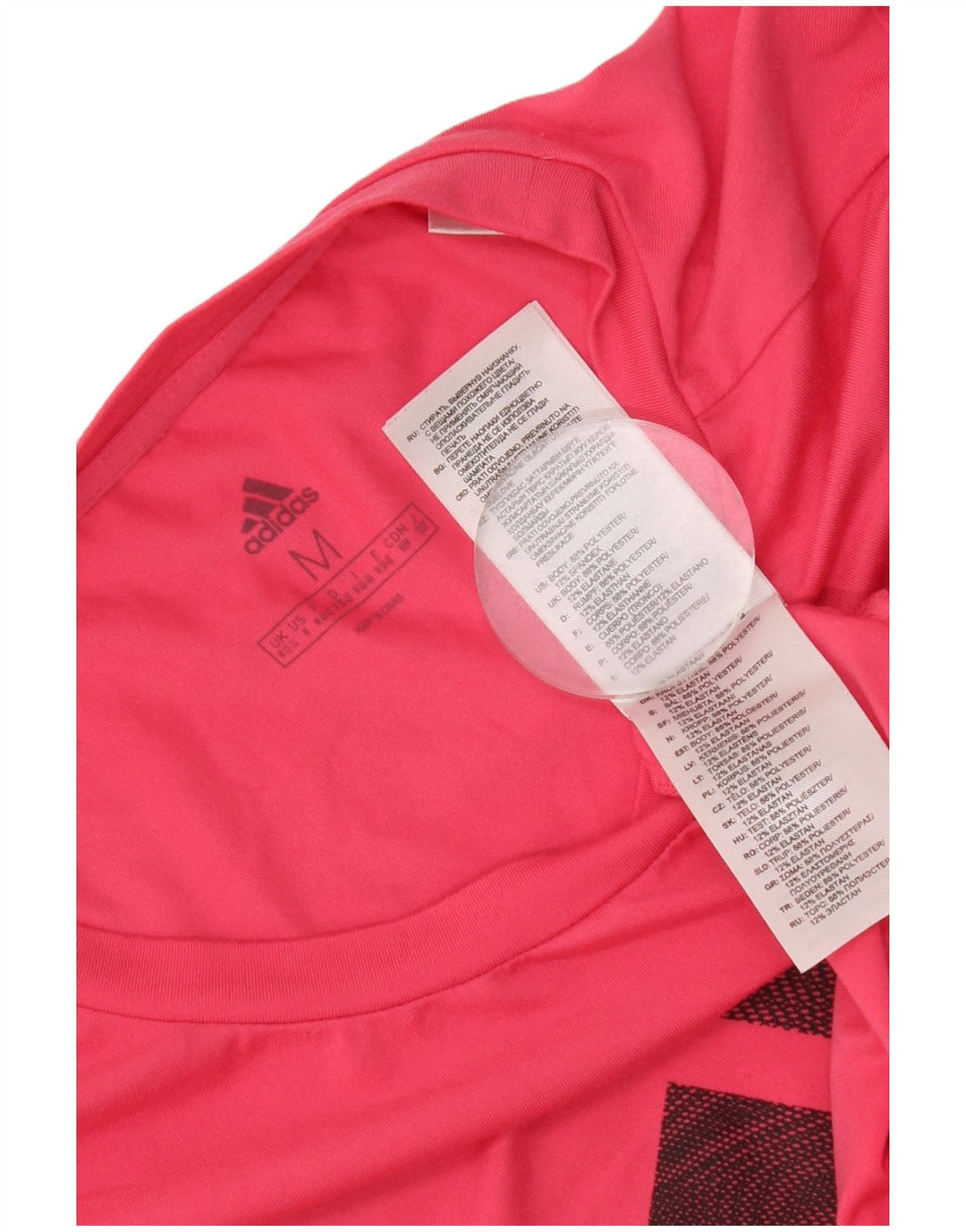 Adidas Grafisk T-Shirt Top UK 12/14 Medium Pink Polyester