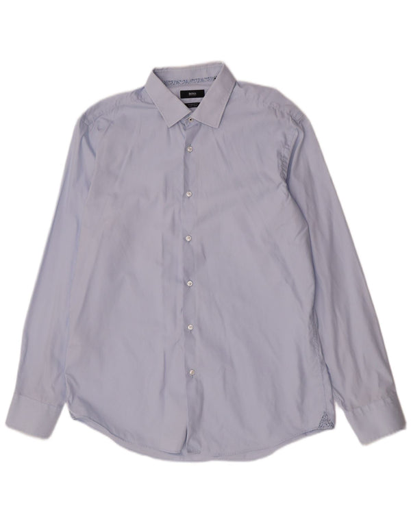 Hugo Boss Herre Regular Fit skjorte str. 42 16 1/2 Large Blue Cotton