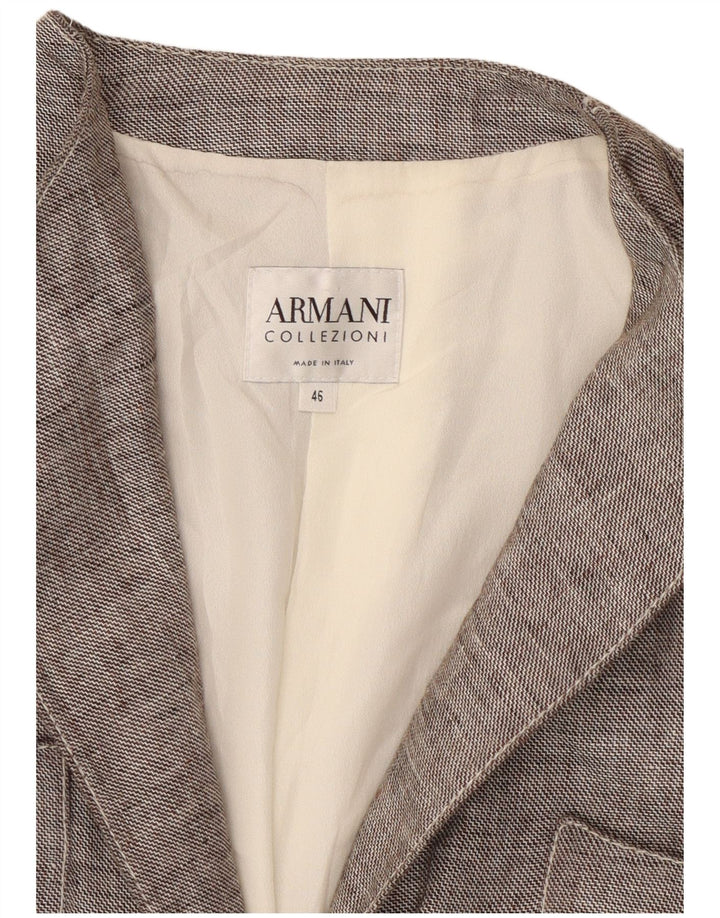 Armani Collezioni Dame 2 Button Blazer Jacket IT 46 Stor Grå Linen