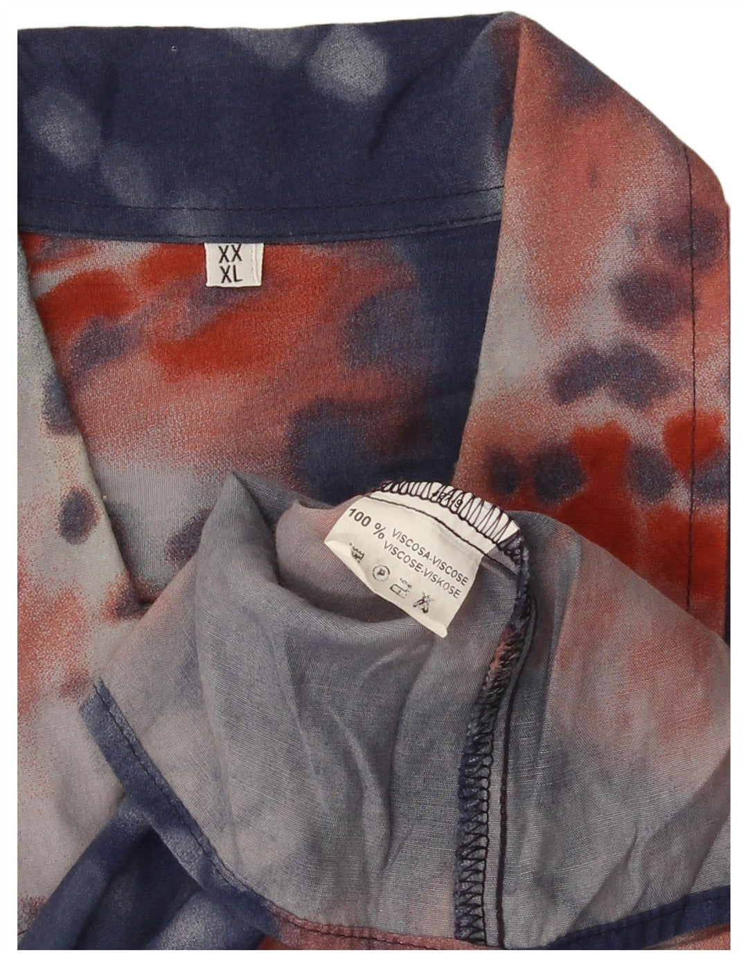 Vintage kortærmet herreskjorte XL Blue Tie Dye