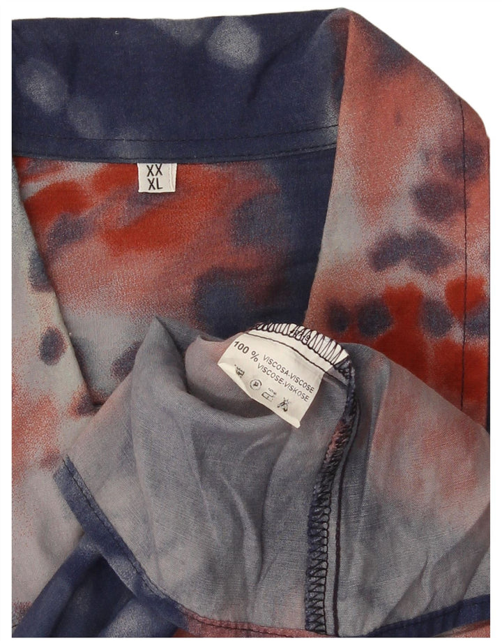 Vintage kortærmet herreskjorte XL Blue Tie Dye
