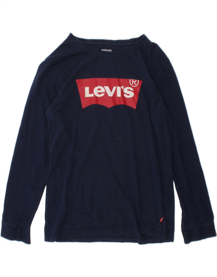 LEVI'S Boys Graphic Top Long Sleeve 12-13 Years Large Navy Blue Cotton Vintage Levi's and Second-Hand Levi's from Messina Hembry 
