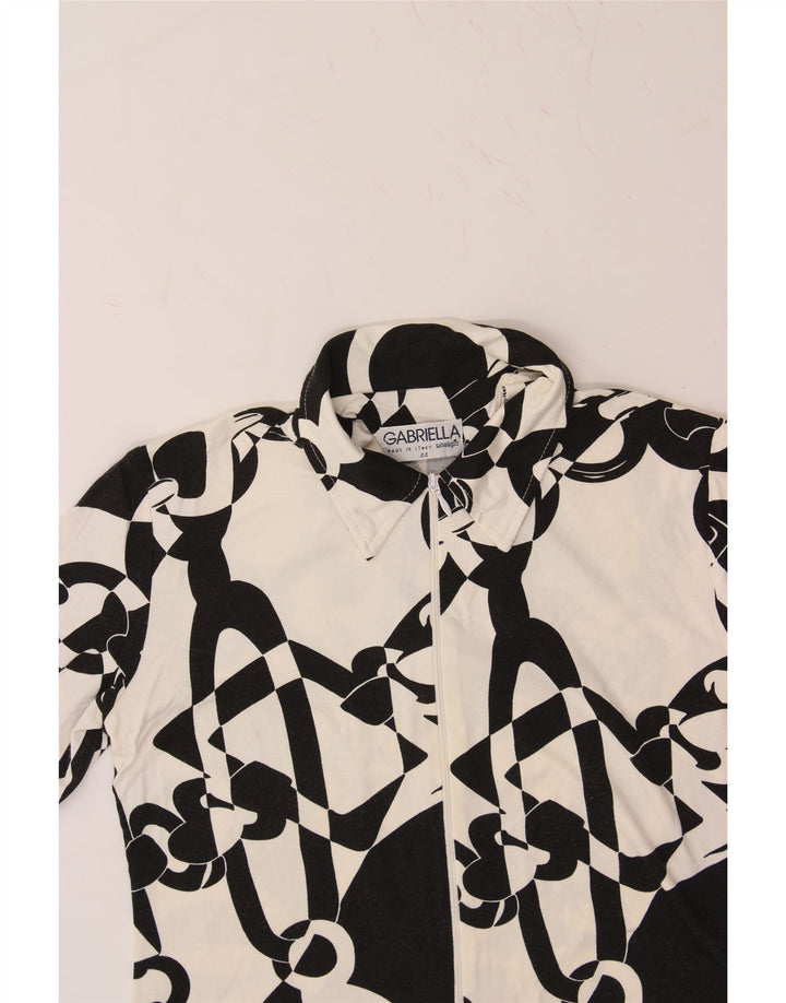 VINTAGE Womens Abstract Pattern Shirt Blouse IT 44 Medium White Rayon Vintage Vintage and Second-Hand Vintage from Messina Hembry 