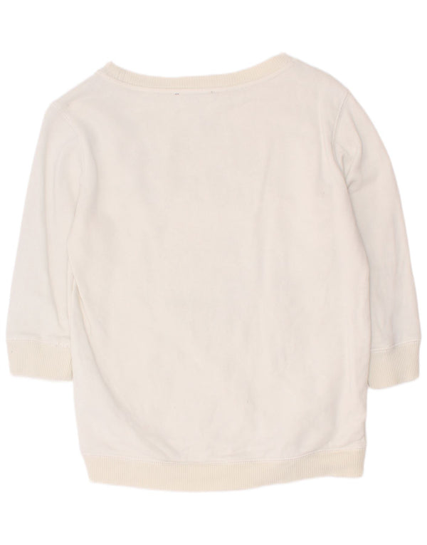 Diesel Womens Graphic 3/4 Sleeve Sweatshirt Jumper UK 4 XS White Cotton