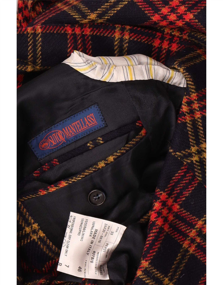 Sutor Mantellassi Herre 3 Button Blazer Jacket IT 46 Small Navy Blue Check