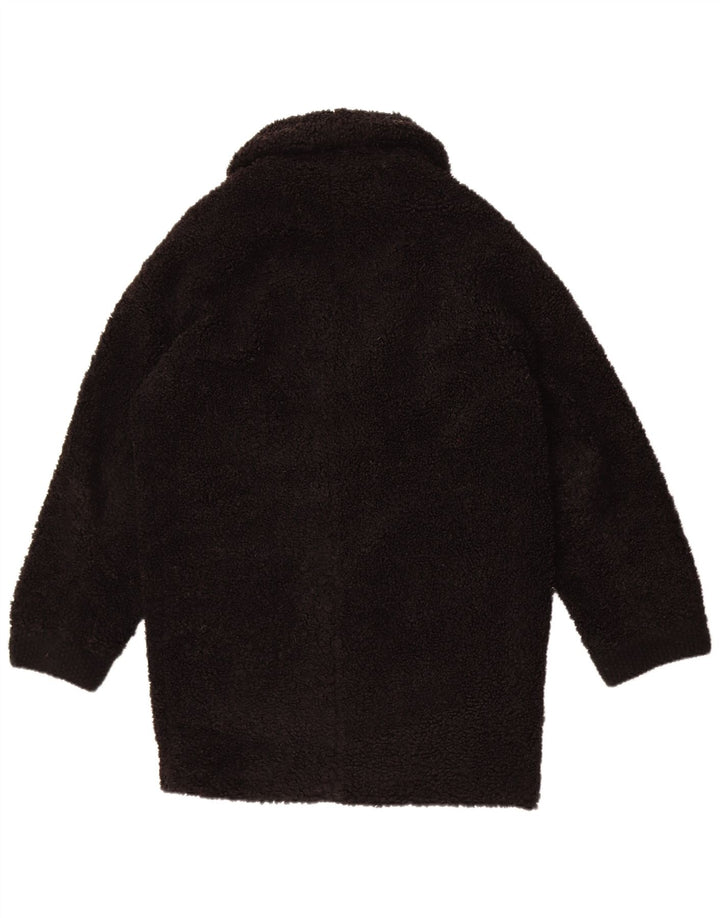 Zara Dame Fleece Oversized Overfrakke UK 6 XS Sort Polyester