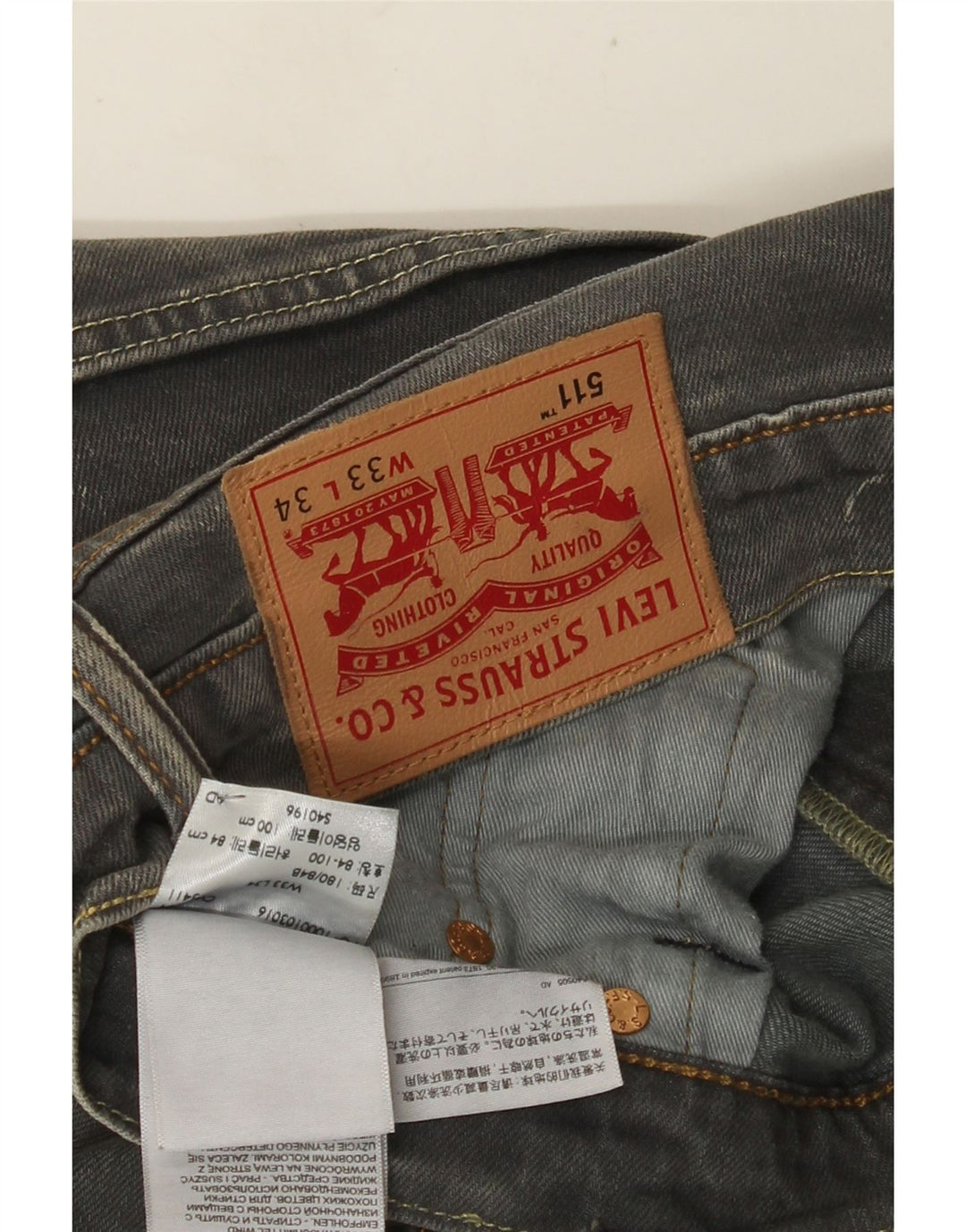 Levi's Herre 511 Slim Jeans W33 L34 Grå Bomuld