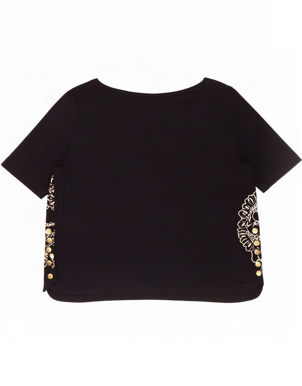 Marks & Spencer Dame T-Shirt Top UK 24 4XL Navy Blue Floral Viscose