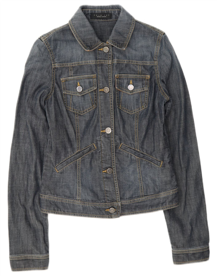 Simona Barbieri Dame Twin-Set Denim Jacket UK 10 Small Blue Cotton