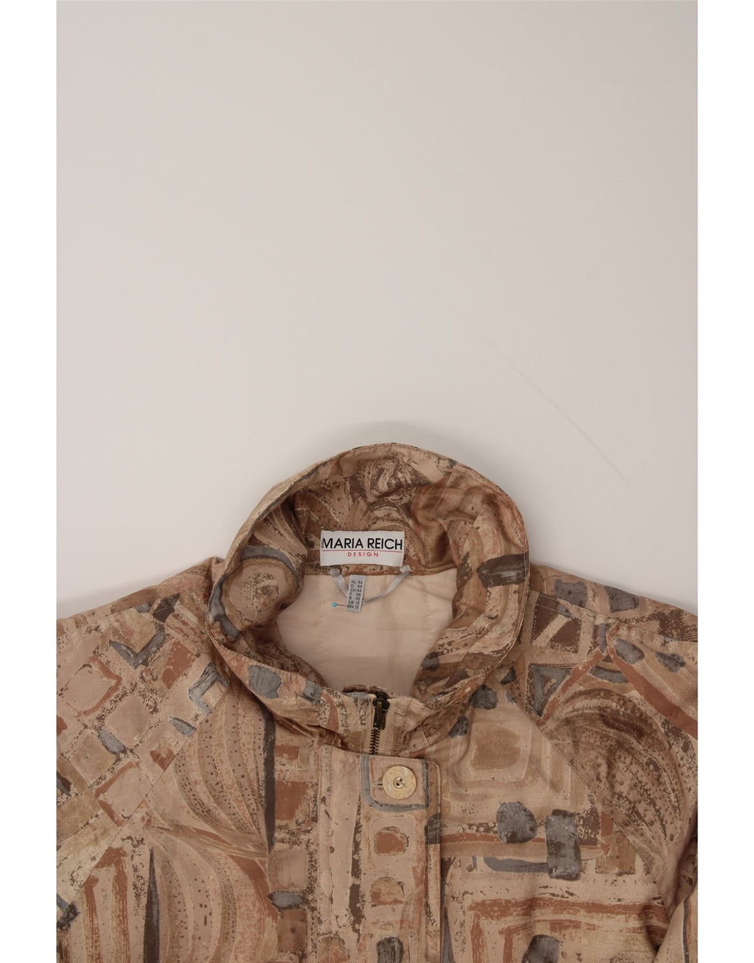 VINTAGE Womens Windbreaker Coat UK 18 XL Brown Fair Isle Polyester Vintage Vintage and Second-Hand Vintage from Messina Hembry 