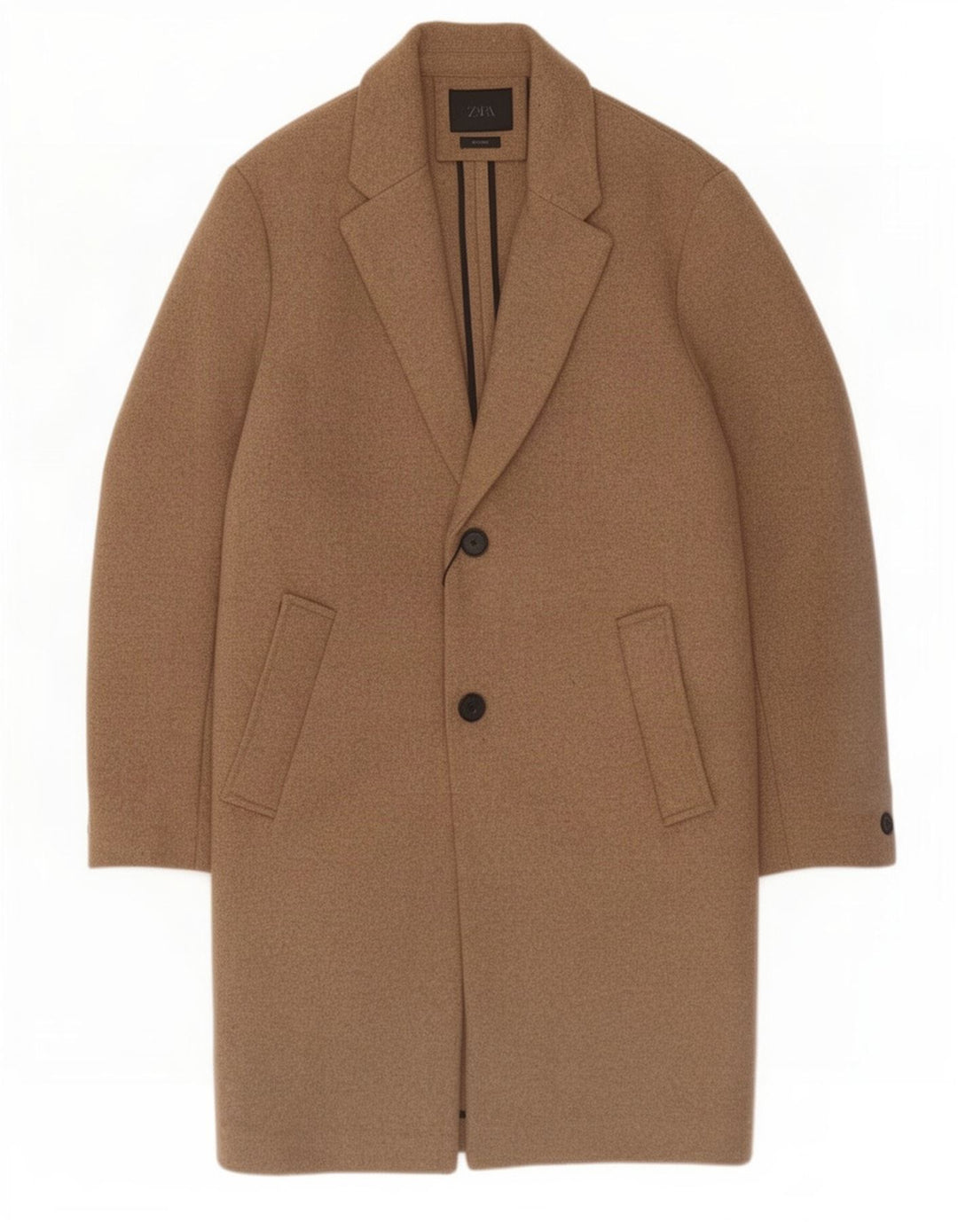 Zara Herre Overfrakke UK 38 Medium Beige Uld