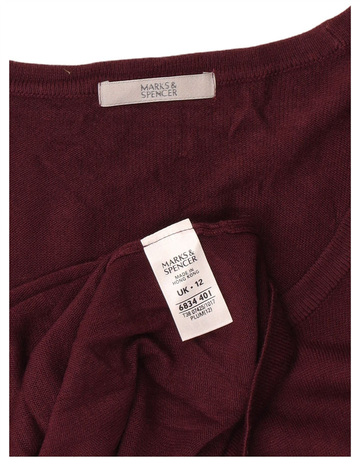 Marks & Spencer Womens Top Long Sleeve UK 12 Medium  Maroon Acrylic