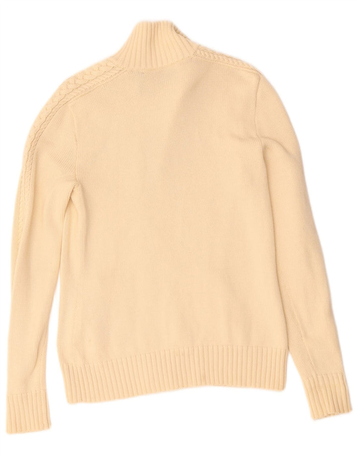 RALPH LAUREN Dame Cardigan Sweater UK 10 Small Beige Bomuld