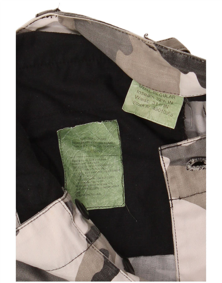 VINTAGE Herre Regular Cargo Bukser Small W31.5 L32.5 Grå Camouflage