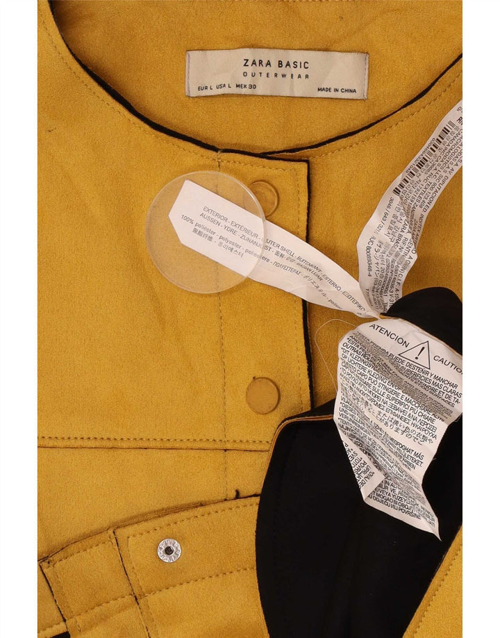 Zara Womens Crop Bomber Jacket UK 16 Large Yellow Polyester