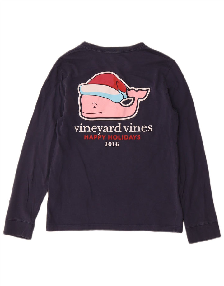VINEYARD VINES Drenge Grafisk Top Langærmet 8-9 År Lille Blå Jul