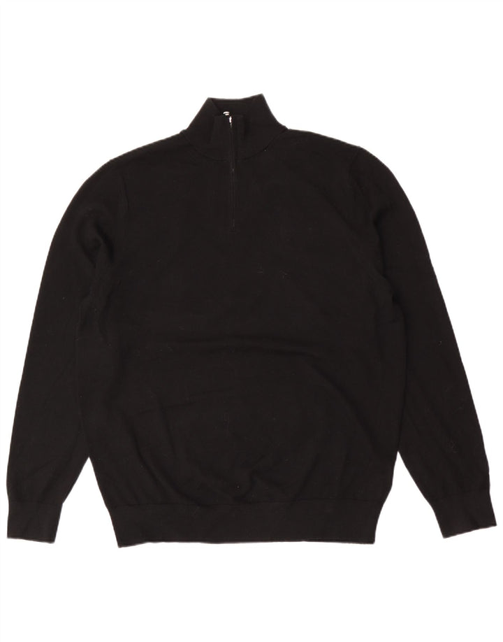 Autograf Herre Zip Neck Jumper Sweater Stor Sort Merino Uld