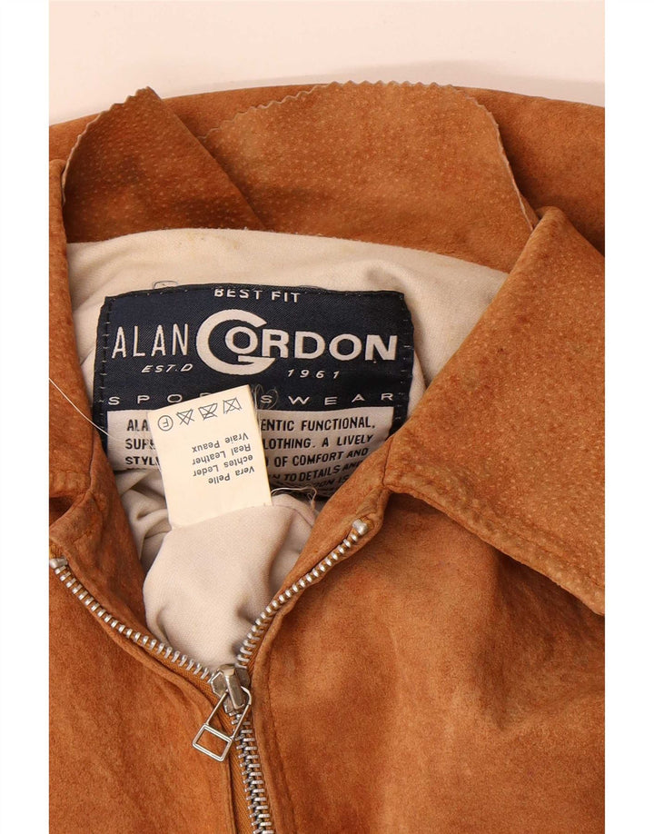 Alan Gordon Dame Ruskind Bomber Jacket UK 14 Large Beige Læder