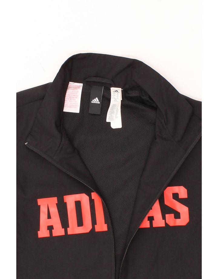 ADIDAS Boys Graphic Tracksuit Top Jacket 15-16 Years Black Polyester Vintage Adidas and Second-Hand Adidas from Messina Hembry 